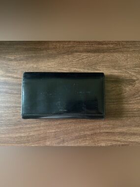Prada Black Leather Wallet Clutch